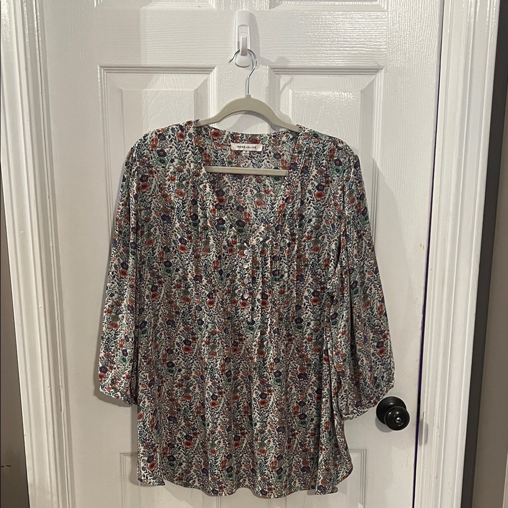 Rose & Olive Floral Blouse - Multicolor